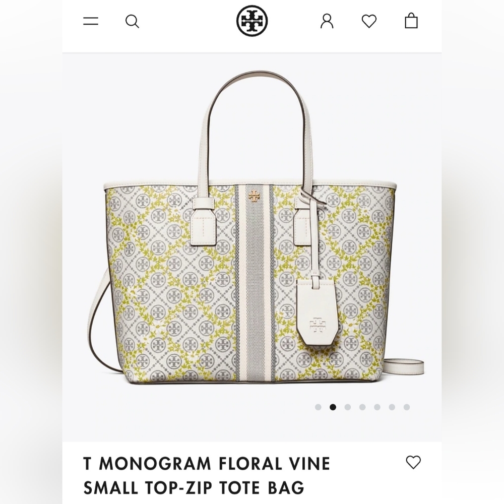 Tory Burch T Monogram Floral Vine genuine new with tags tote bag